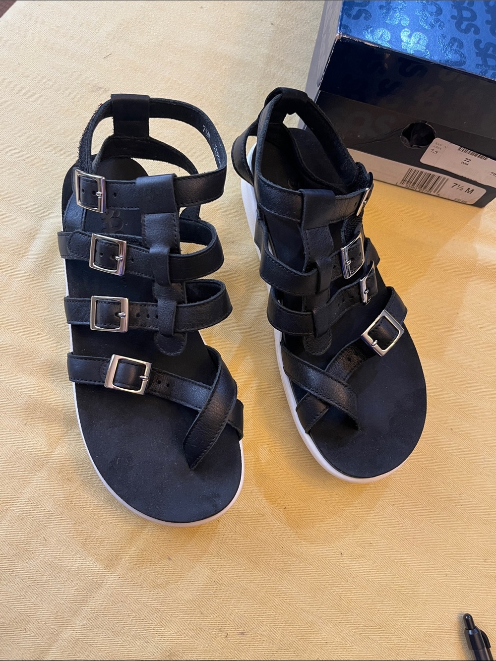 SAS Black Multi-Buckle Sport Sandals